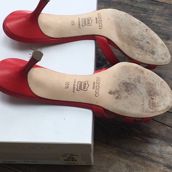 Like New! Jimmy Choo Red Slide Kitten Heel 40 1/2 - Picture 4 of 14